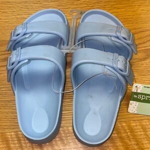 The Spring Shop Light Blue Double-Buckle Kids Slide Sandals